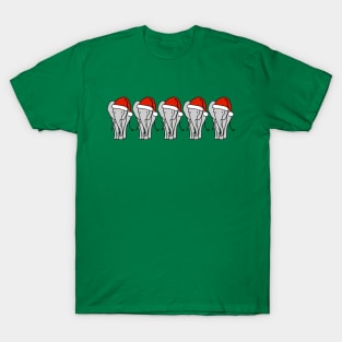 Five Grey Elephant Christmas Santa Hat T-Shirt